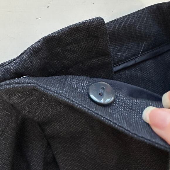 Zara Navy Blue Micro Tweed Straight Leg Cuffed Trouser Pant 6 - Picture 10 of 13